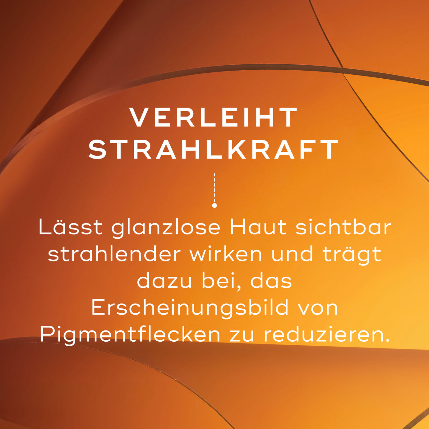 Abstrakter Hintergrund in warmen Orange- und Goldtönen. Der Text lautet: 